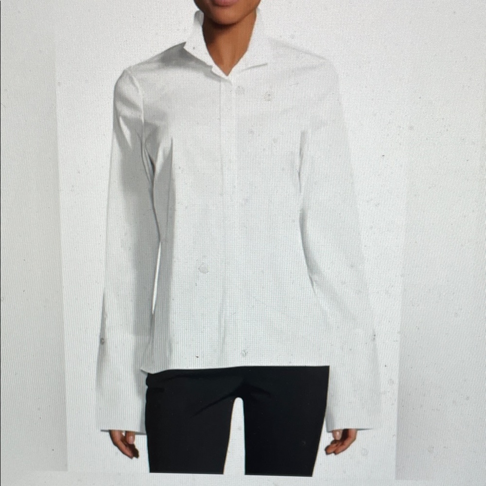 Caroline Constas Crisp White Button Down Shirt with oversized cuffs